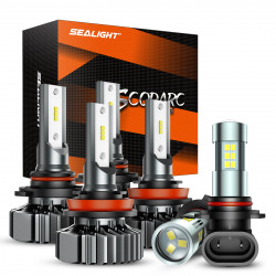 SEALIGHT® 9005/HB3 H11/H9/H8 LED Headlight Bulbs H10/9145/9140 Fog Light Bulbs Combo White IP67 3Pairs
