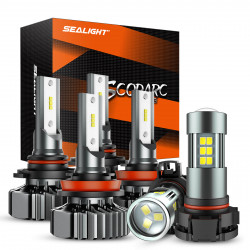SEALIGHT® 9005/HB3 H11/H9/H8 LED Headlight Bulbs 5202/5201 Fog Light Bulbs Combo White IP67 3Pairs