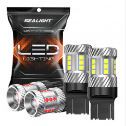 SEALIGHT® SLJ2 7443/7440/T20/W21W LED Backup Reverse Brake Tail Light Turn Signal Light Bulbs White Red Combo 2Pairs