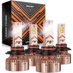 SEALIGHT® X6S 9005/HB3 9006/HB4 180W 6000K White IP68 LED Headlight Bulbs 2Pairs