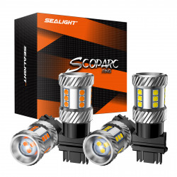 SEALIGHT® Efficient 3157 LED Bulbs Combo: White Backup Brake & Amber Turn Signals (2-Pairs)