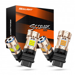 SEALIGHT® Brightest 3157 LED Bulbs Combo: White Backup Brake & Amber Turn Signals (2-Pairs)