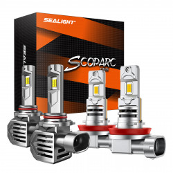 SEALIGHT® Brightest 9005/HB3 LED Headlight Bulbs H11/H16/H8/H9 Fog Light Bulbs Combo White 6500K IP68 2Pairs