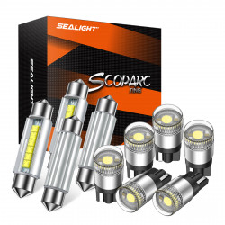 SEALIGHT® Essential Interior Light Kit: T10-194 & 41mm Festoon Bulbs (6+4Pcs)