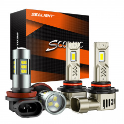 SEALIGHT® Essential 9005/HB3 LED Headlight Bulbs H11/H16/H8/H9 Fog Light Bulbs Combo White 6500K IP68 2Pairs