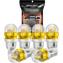 SEALIGHT® SLJ6 T10/194/168/W5W LED License Plate Light Dome/Map/Trunk Light Bulbs 1.4W 600LM 2000K Amber Yellow 6PCS