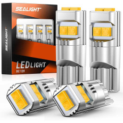 SEALIGHT® XL02 T10/194/168/W5W LED License Plate Light Dome/Map/Trunk Light Bulbs 5W 600LM 2500K Amber Yellow 4PCS