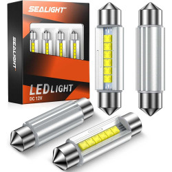 SEALIGHT® XL02 39MM/DE3425/DE3423 Festoon LED License Plate/Dome/Map/Trunk Light Bulbs 5W 600LM 6500K White 4Pcs