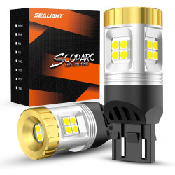 SEALIGHT® SLJ7 7443/7440/T20/W21W LED Backup Reverse Brake Tail Light or Drl Bulbs 24W 2400LM 6000K White 2PCS