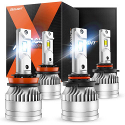 SEALIGHT® X3S 9005/HB3 H11/H9/H8 200W 6500K White IP67 LED Headlight Bulbs 2 Pairs