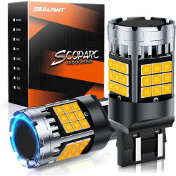 SEALIGHT® SLJ4 7443/7440/T20/W21W LED Brake Tail Light Turn Signal Light Bulbs 30W 3000LM 6000K Amber Yellow 2PCS