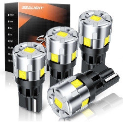 SEALIGHT® SLJ4 T10/194/168 LED License Plate Interior Dome Map Trunk Door Side Marker Light Bulbs 6000K White 5W 1000LM 4PCS