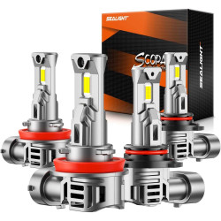 SEALIGHT® S1-Pro 9005/HB3 H11/H8/H9/H16 120W 6500K White IP68 LED Headlight Bulbs 2 Pairs