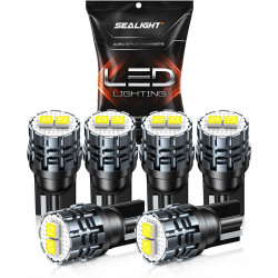 SEALIGHT® SLJ5 T10/194/168/W5W LED License Plate Interior Dome Map Trunk Door Side Marker Light Bulbs 5W 800LM 6000K White 6PCS
