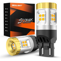 SEALIGHT® SLJ7 7443/7440/T20/W21W LED Turn Signal Light Brake Tail Light Bulbs 24W 2400LM 2000K Amber Yellow 2PCS