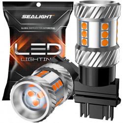 SEALIGHT® SLJ2 3157/3156/3057/T25 LED Brake Tail Light Turn Signal Light Bulbs 8W 1800LM 2700K Amber Yellow 2PCS