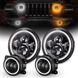 SEALIGHT® 7" Round 2007-2018 Jeep Wrangler Halo LED Headlight Assembly with DRL